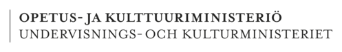 Opetus- ja kulttuuriministeriön logo suomeksi ja ruotsiksi.